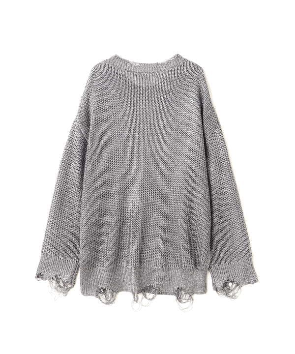 NOUNLESS（ナウンレス）SHINY FOIL GRUNGE KNIT