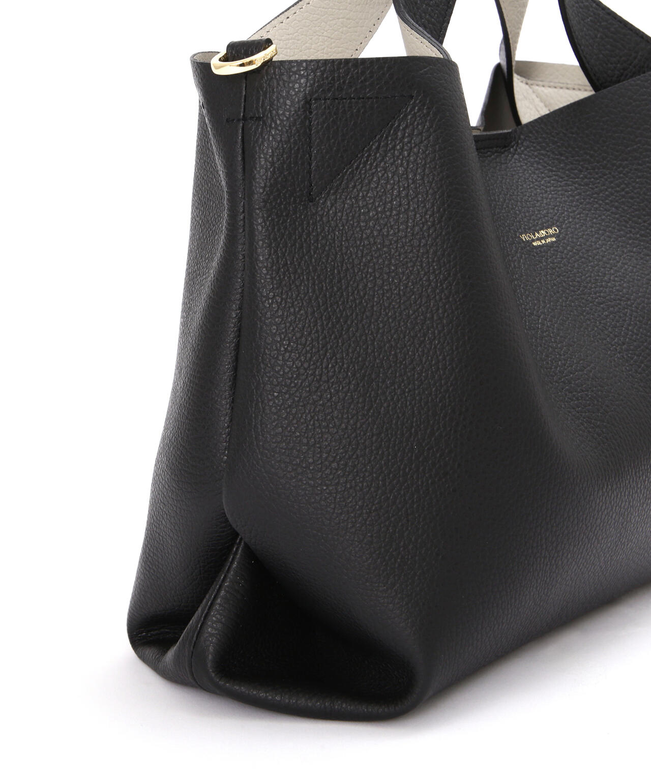 VIOLAd'ORO ヴィオラドーロ トート ハンド バッグ ナイロン レザー イタリアンレザー 2WAY V-2174 BLACK/BLACK｜ VIOLAd'ORO｜菅原靴店