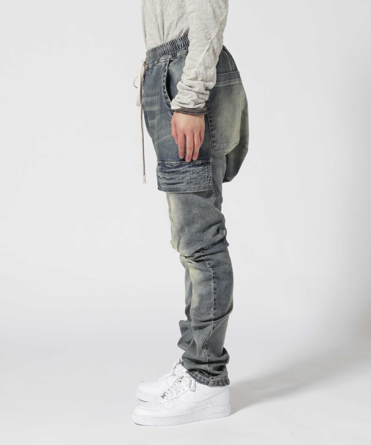 Stretch Denim Cargo Sarouel Skinny - デニム/ジーンズ