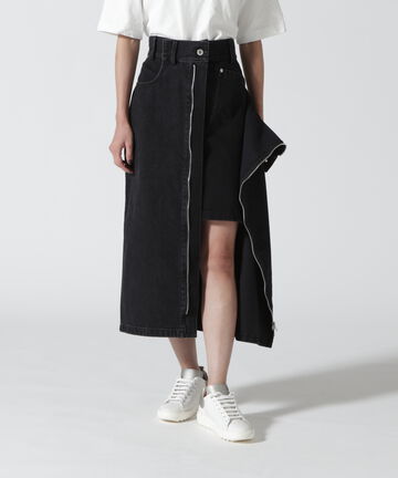 LIMI feu/リミ フゥ/Black Denim Layered Tight Skirt/レイヤードデニムスカート