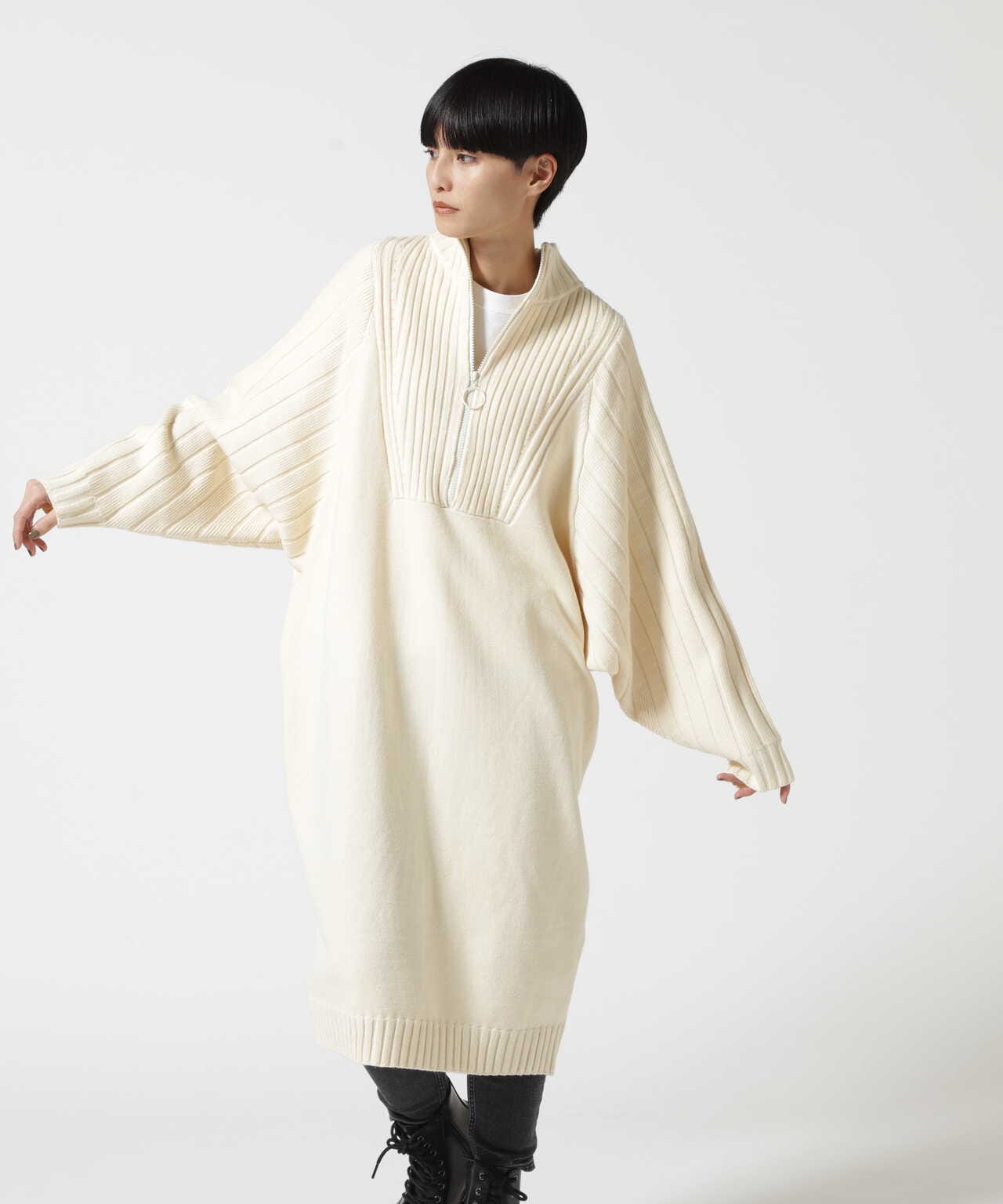 AULA AILA/アウラアイラ/HALF ZIP BIG KNIT ONE PIECE | ROYAL FLASH