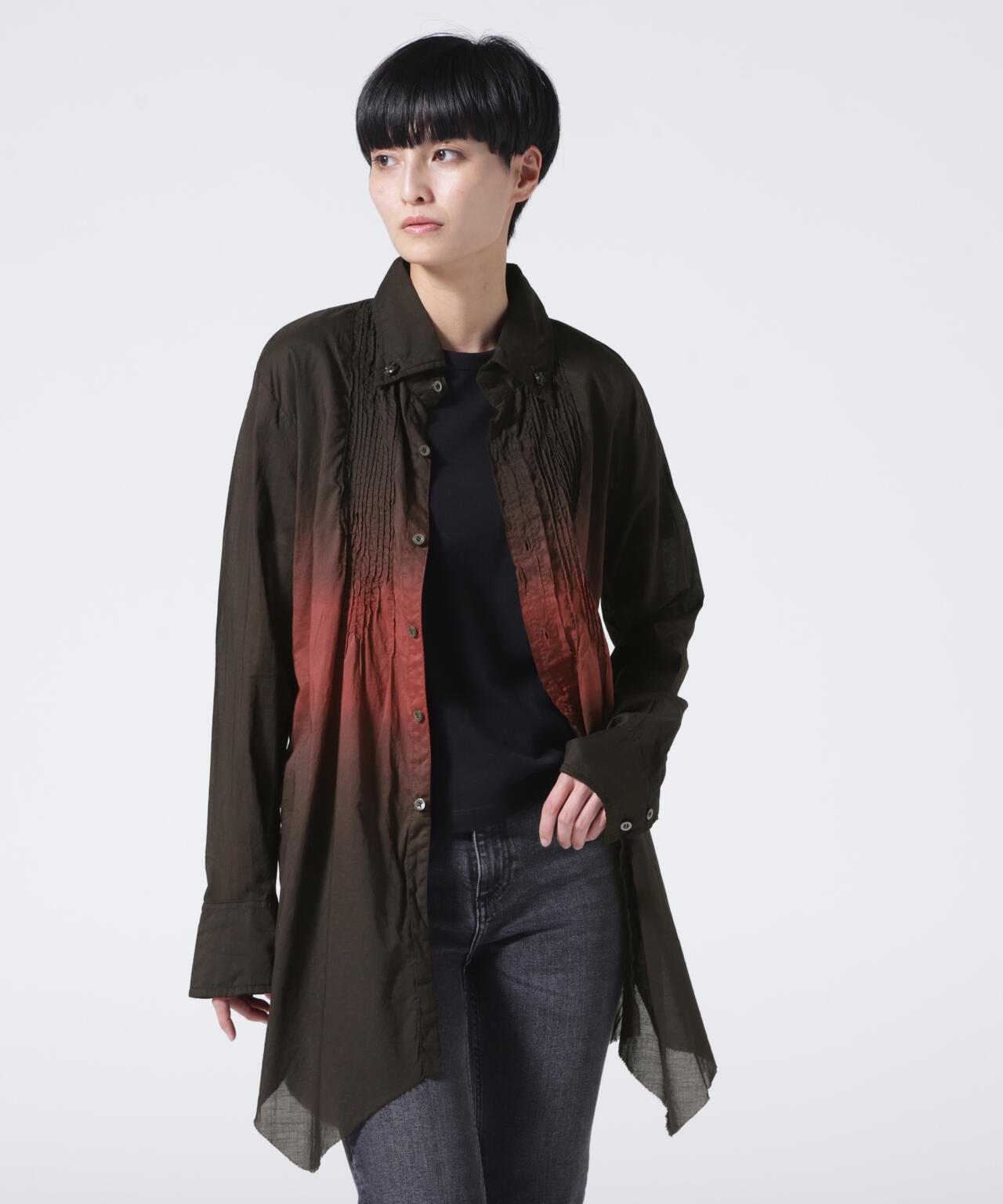 KMRii／ケムリ／GRADATION LAYERED SHIRT03／ロイヤルフラッシュ