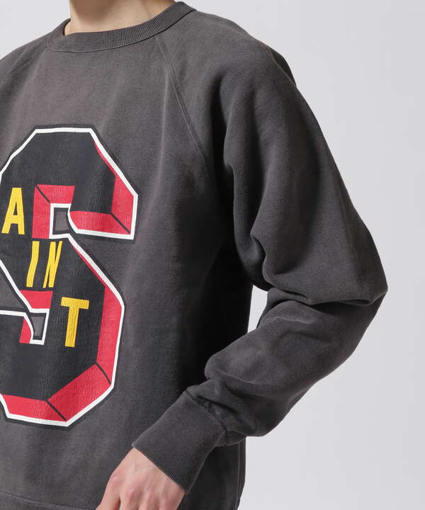 セントマイケル デニム ティアーズ CREW SWEAT  BLACK XLトップス