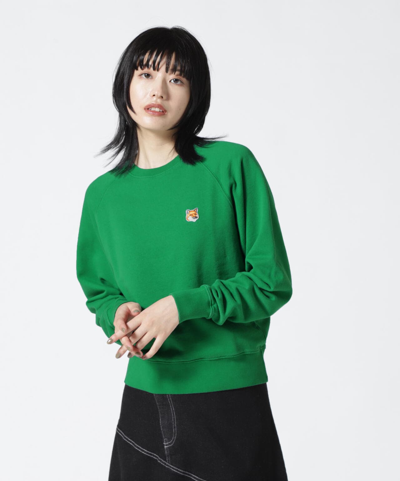 UNISEX S/M maison kitsuneメゾンキツネ ダブルフォックス パーカー 緑