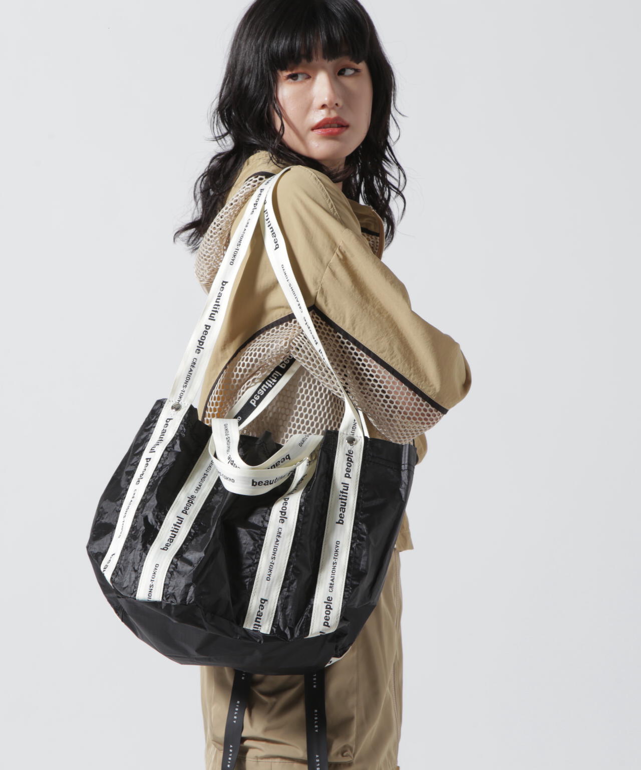 beautiful people/Sail cloth logo tape shift bag S | ROYAL FLASH