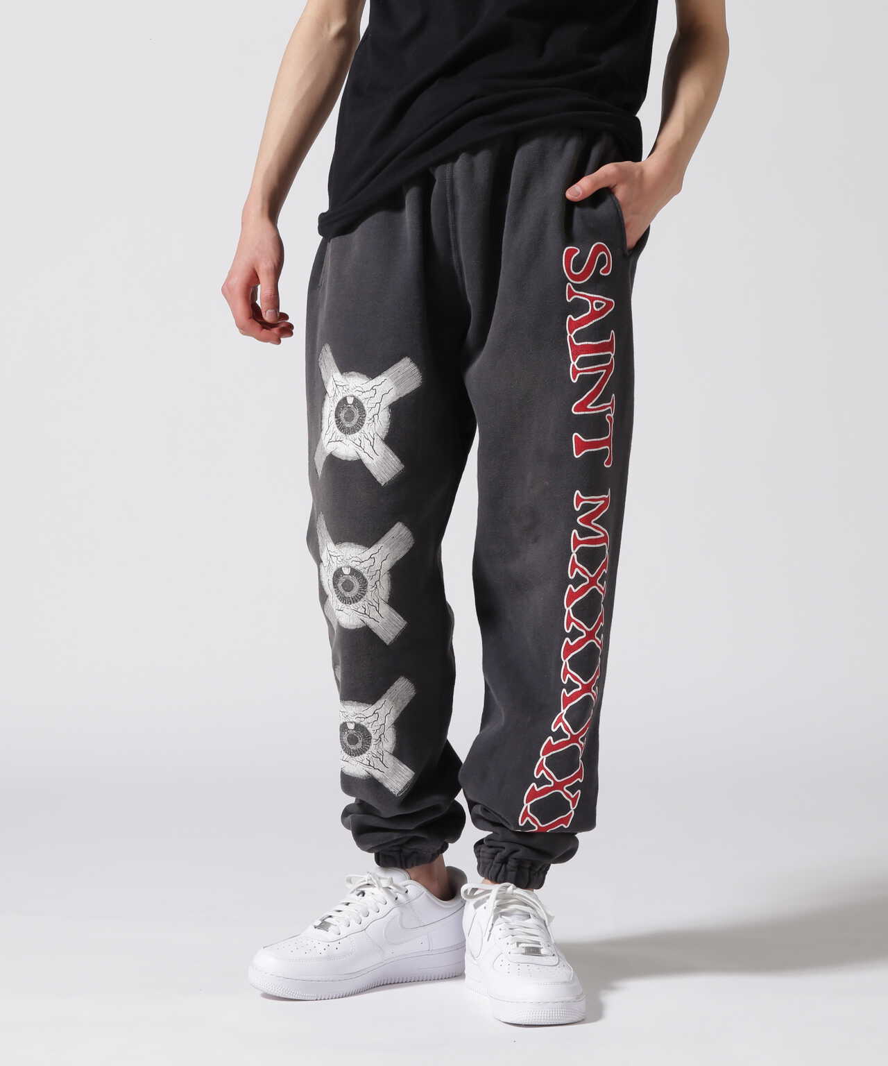 SAINT MICHAEL/セント マイケル/SWEAT PANTS EYEBALL/BLACK | ROYAL 