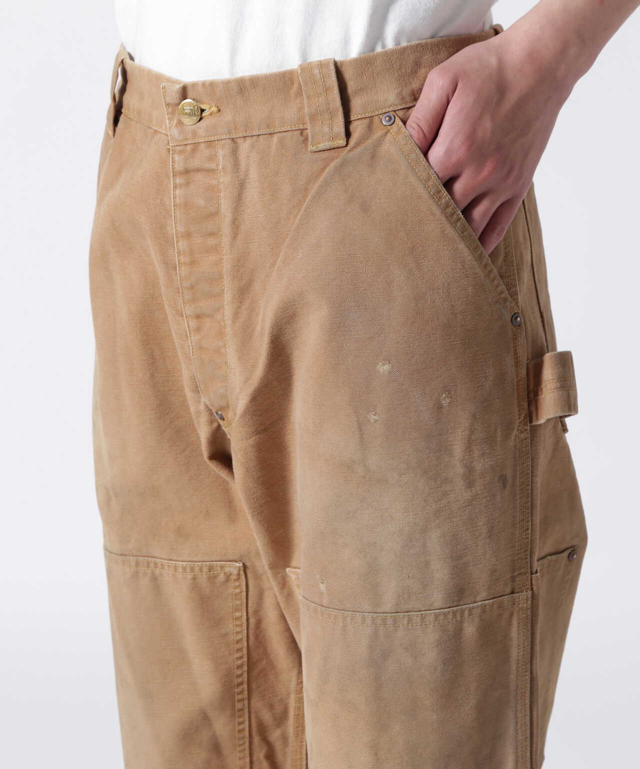 Carhartt Double Knee Pants Mens 42x32 Beige Tan Workwear Canvas Made in USA