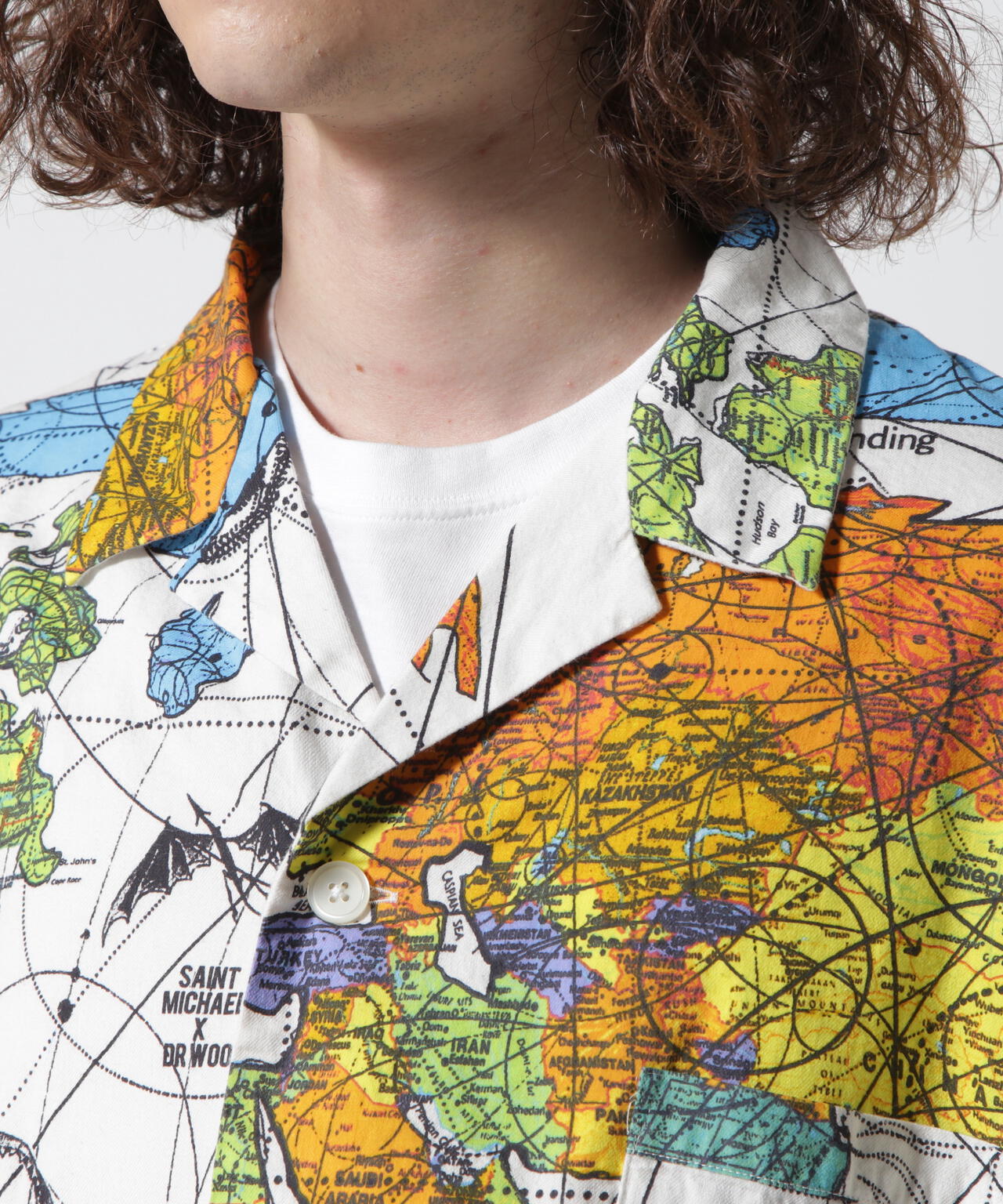 セントマイケル SAINT MICHAEL×ドクターウー Dr.Woo  ■ 【 WORLD MAP PAJAMA SHIRT SM S23 0000 082 】 ワールド マップ パジャマ シャツ 30258