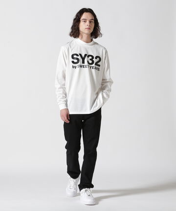 SY32 by SWEETYEARS /MOCK NECK LOGO L/S TEE