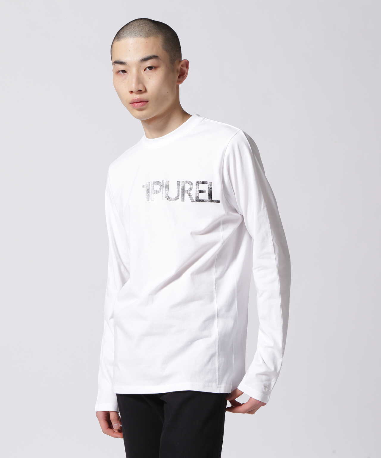 1PIU1UGUALE3 ブランドロゴ ロングスリーブTシャツ ホワイト-