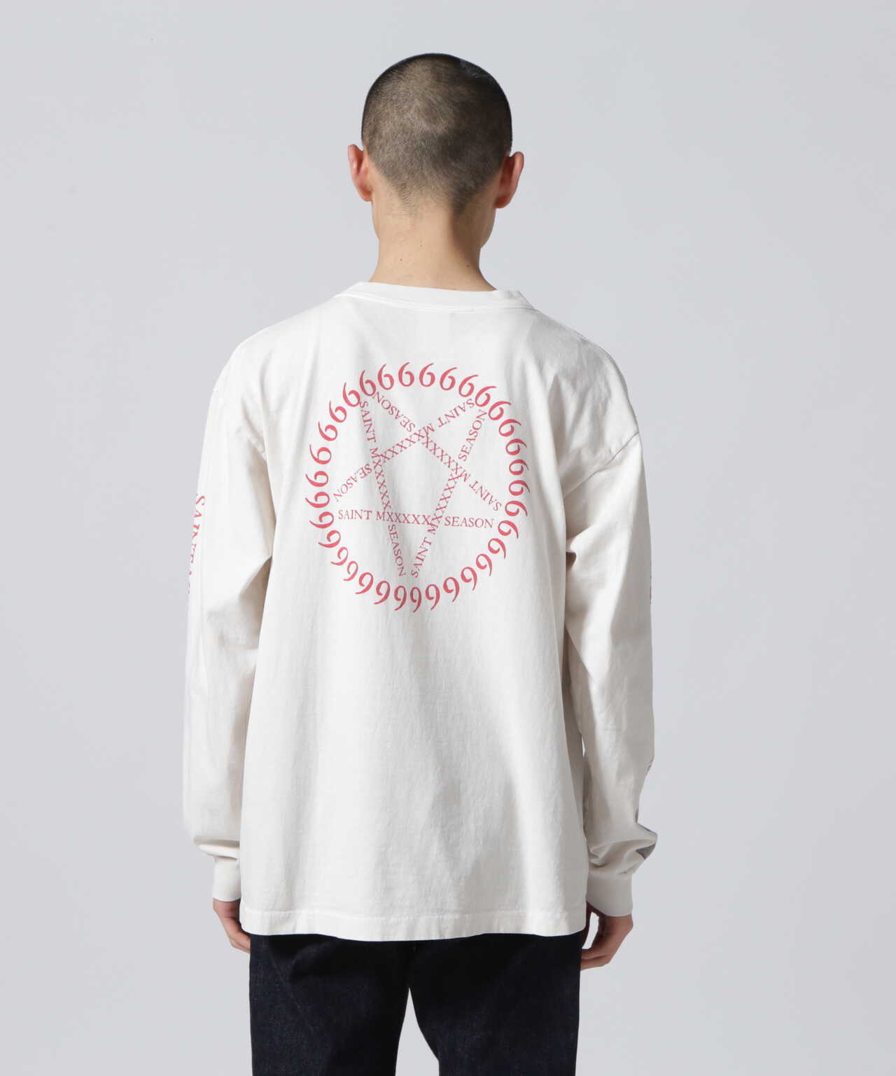 大手販売新品★ SAINT MICHAEL 21AW LS TEE_EYES W.I.H ヴィンテージ プリント ロングスリーブ Ｔシャツ カットソー セントマイケル ★ XL XLサイズ以上