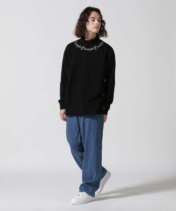 EXAMPLE/エグザンプル/CURSIVE CIRCLE LOGO MOCK NECK L/S TEE