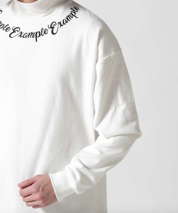 EXAMPLE/エグザンプル/CURSIVE CIRCLE LOGO MOCK NECK L/S TEE