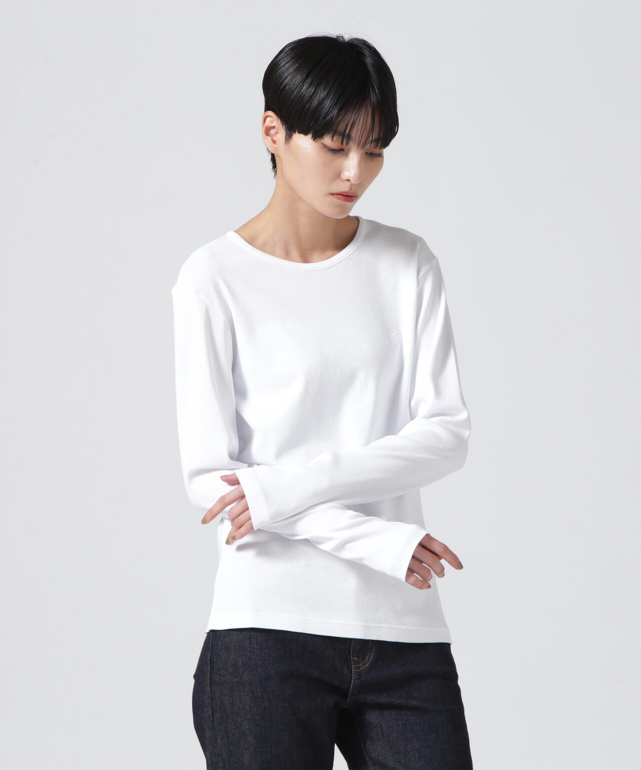 DENHAM デンハム MOKUMOKU LS TEE 白 - Tシャツ/カットソー(七分/長袖)