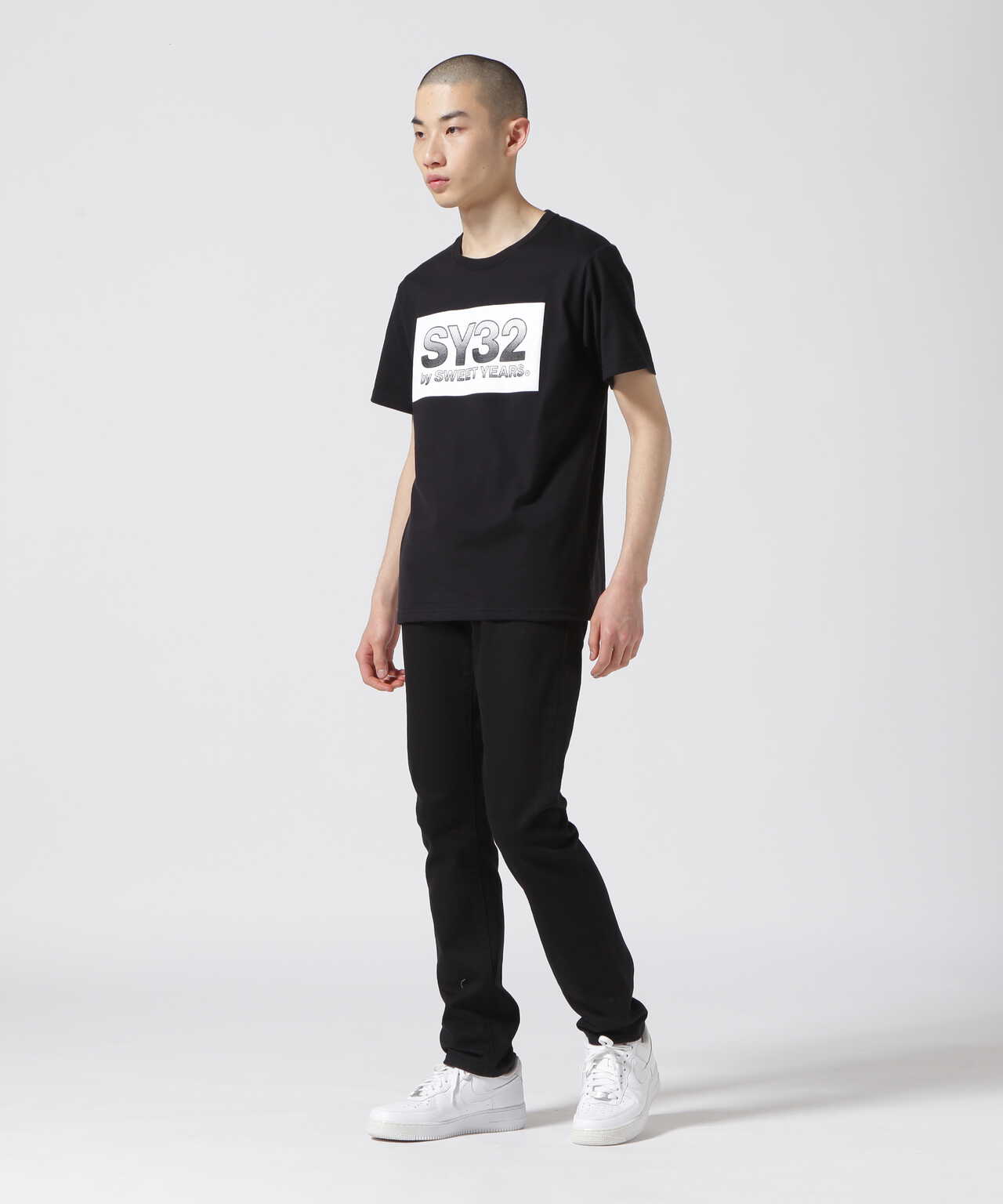 SY32 by SWEETYEARS/GRADATION DOT BOX LOGO TEE