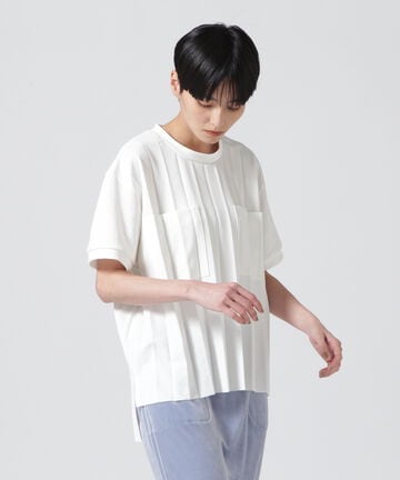 ESSENTIAL/エッセンシャル/プリーツデザインTシャツ