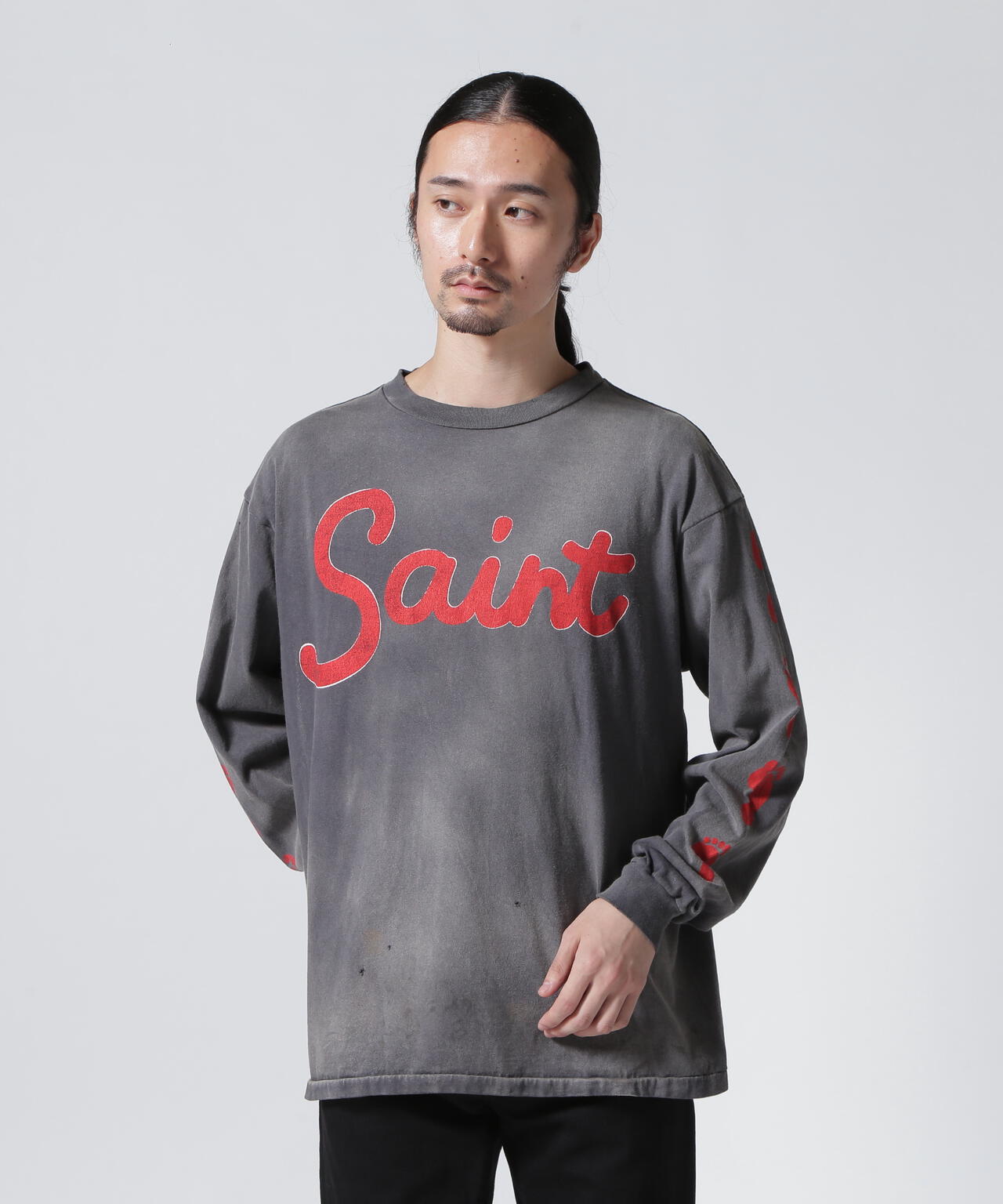 セントマイケル SAINT MICHAEL 22SS LS TEE TWAR袖にブリーチ汚れ有り