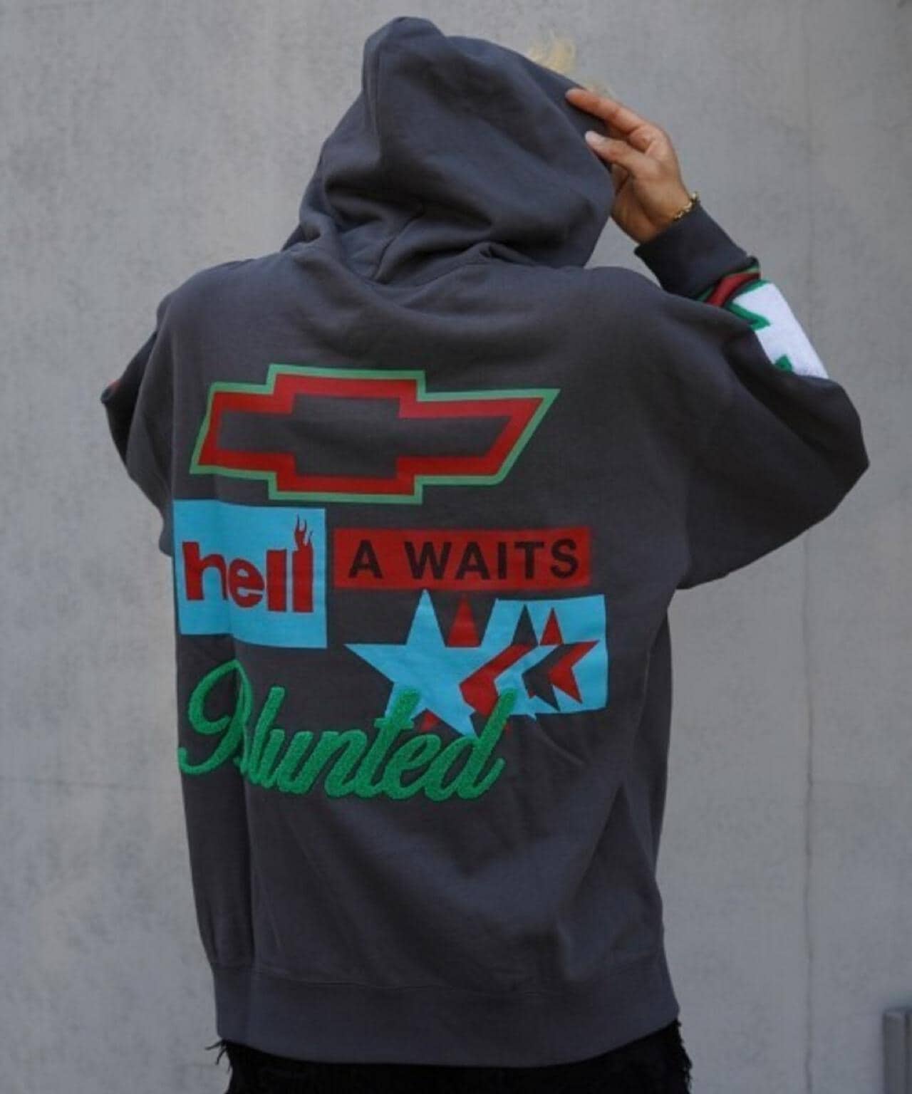 TAIN DOUBLE PUSH/T CROSS EMBROIDERY P/O HOODIE | ROYAL FLASH ...