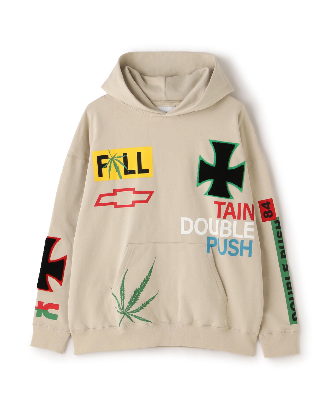 TAIN DOUBLE PUSH/T CROSS EMBROIDERY P/O HOODIE | ROYAL FLASH