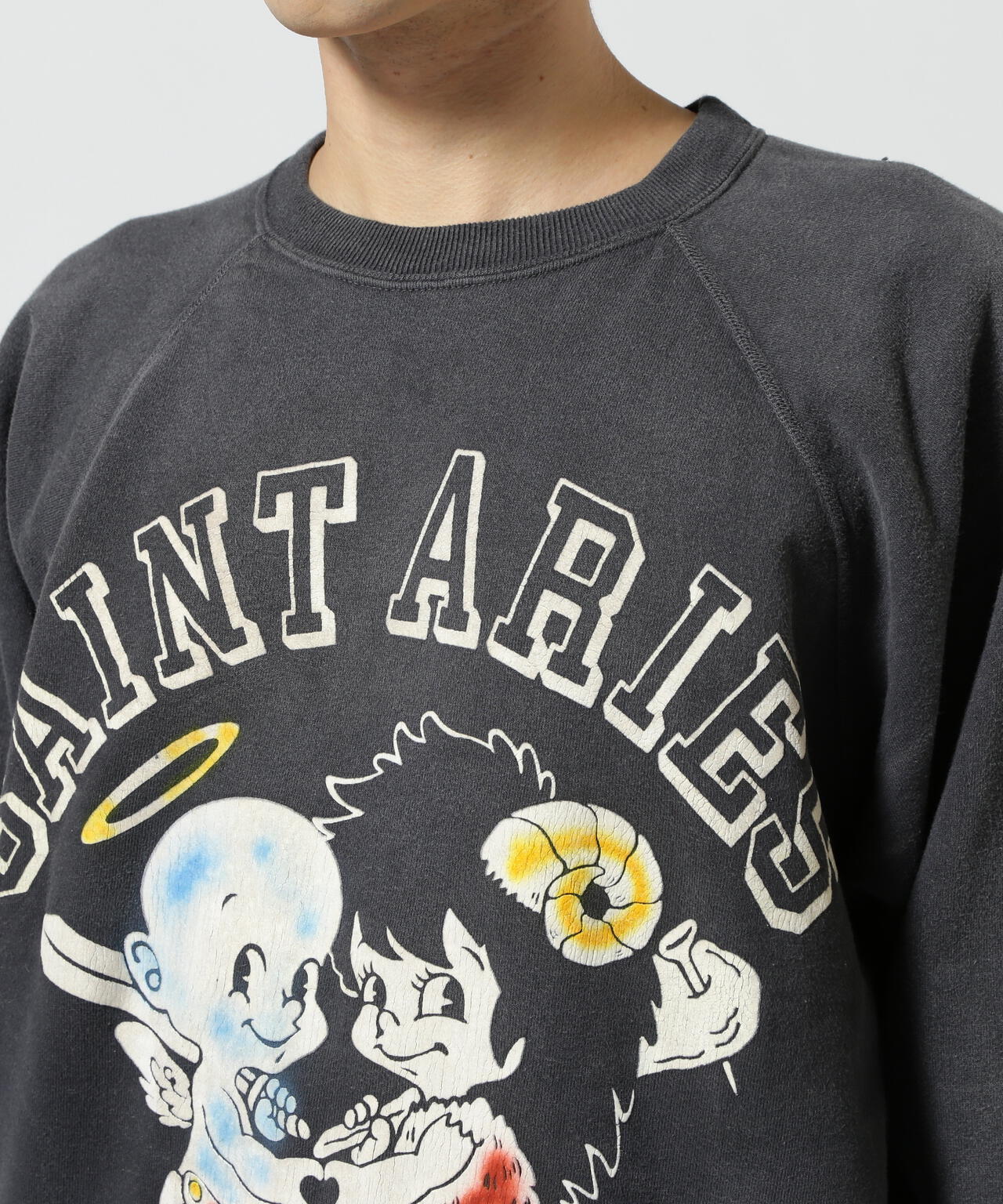 SAINT MICHAEL/セント マイケル×Aries/ARS_CRW SWT/ST ARIES/BLK ...