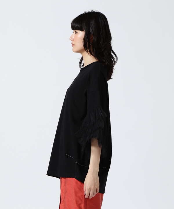 AULA AILA/アウラアイラ/TULLE FRILL SLEEVE T-SHIRT