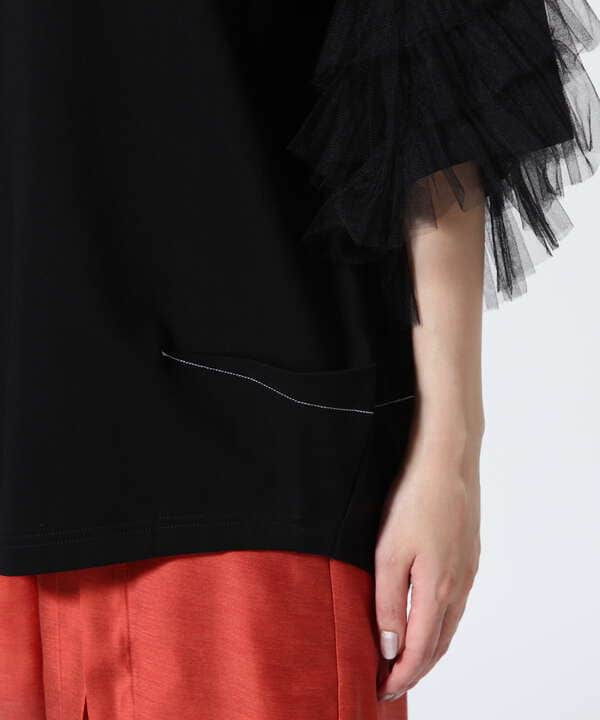 AULA AILA/アウラアイラ/TULLE FRILL SLEEVE T-SHIRT