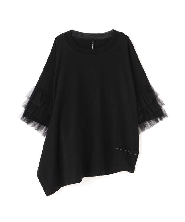 AULA AILA/アウラアイラ/TULLE FRILL SLEEVE T-SHIRT