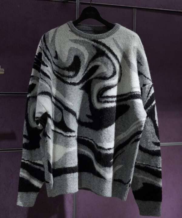 TAIN DOUBLE PUSH/ENTERPRISE MARBLE KNIT CREW