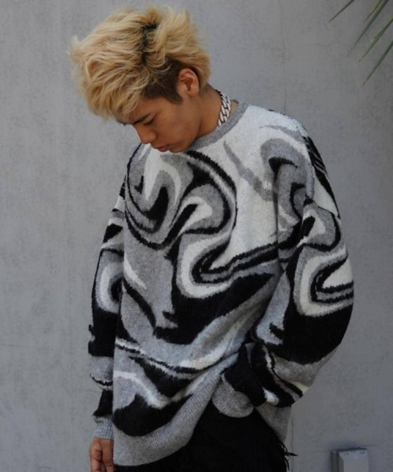 TAIN DOUBLE PUSH/ENTERPRISE MARBLE KNIT CREW