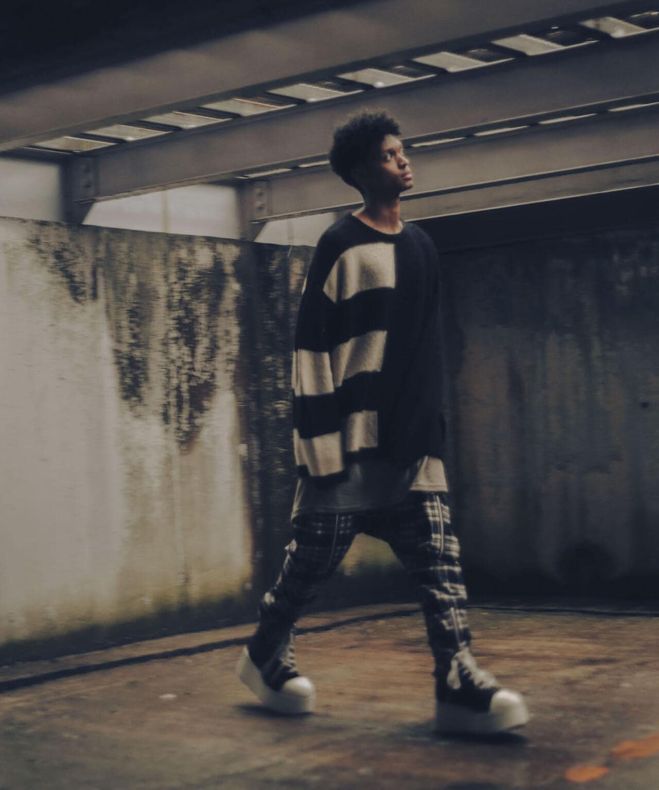 A.F ARTEFACT/エーエフ・アーティファクト/Striped Combi Knit Top/ag