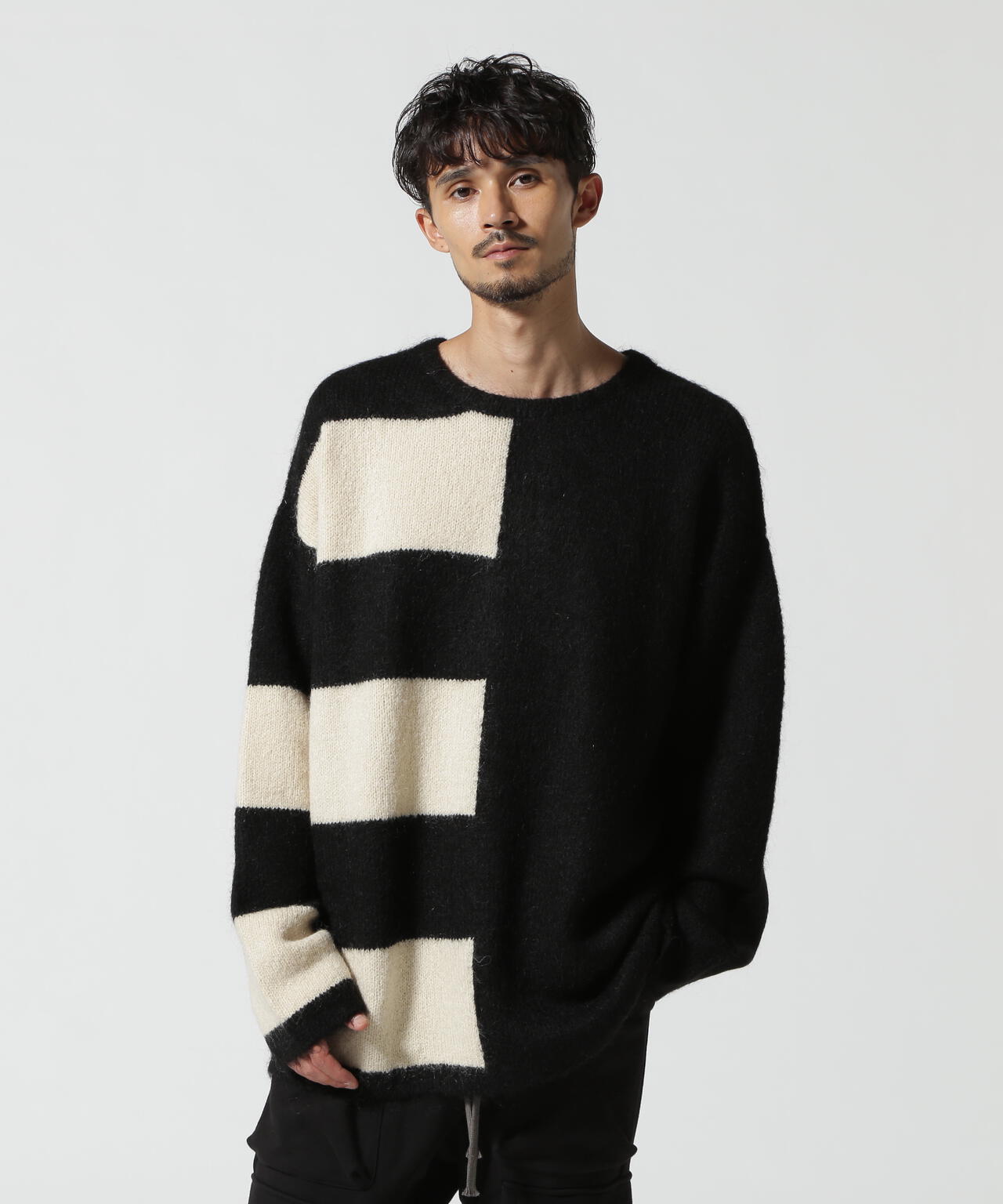 A.F ARTEFACT/エーエフ・アーティファクト/Striped Combi Knit Top/ag-8004