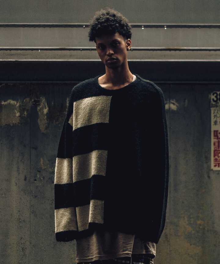 A.F ARTEFACT/エーエフ・アーティファクト/Striped Combi Knit Top/ag