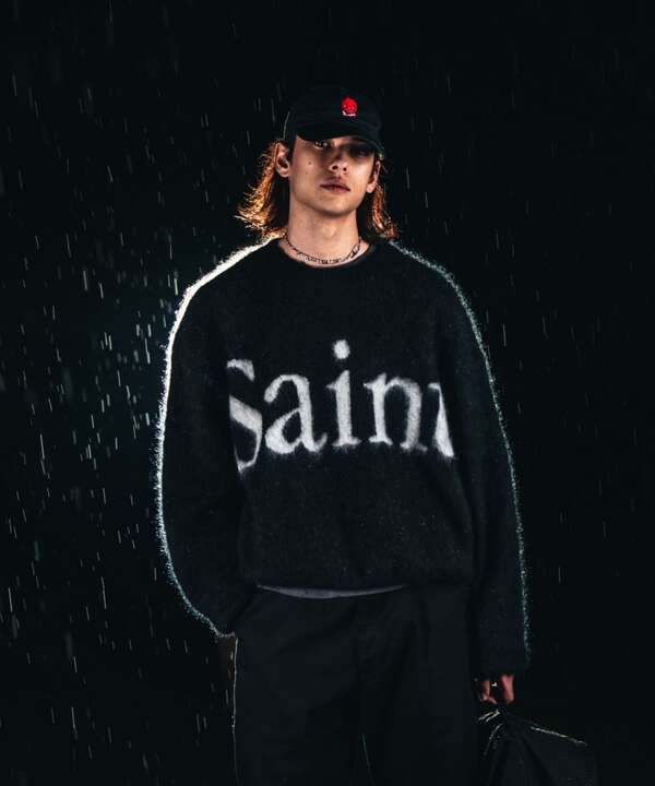 SAINT MICHAEL/セント マイケル/CREW NECK KNIT/SAINT/BLK