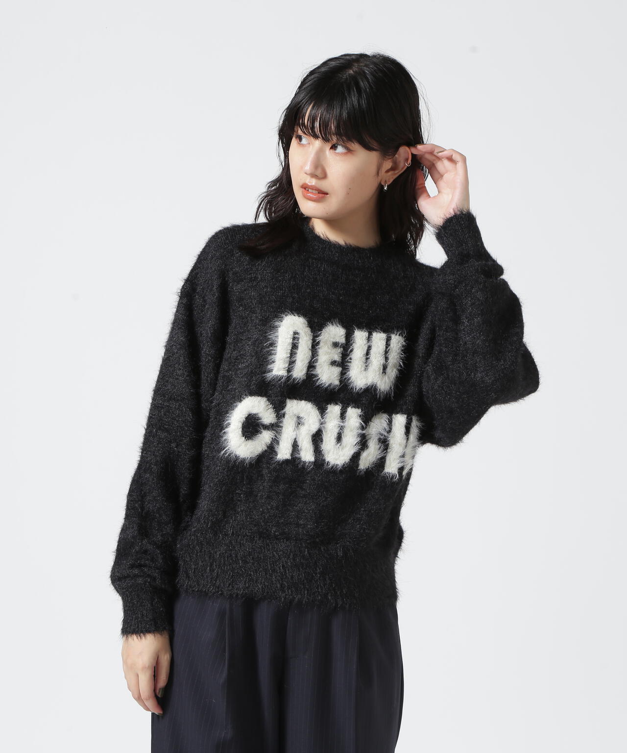 MAISON SPECIAL/メゾンスペシャル/Shaggy Yarn Logo Knit Pullover