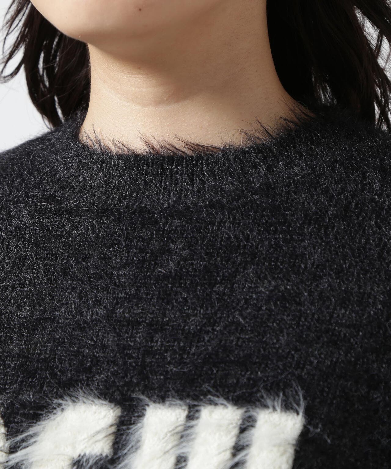MAISON SPECIAL/メゾンスペシャル/Shaggy Yarn Logo Knit Pullover