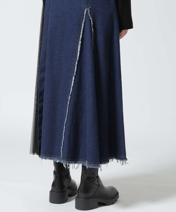 AULA AILA/アウラアイラ/SIDE TULLE DENIM JUMPER SKT