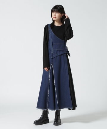 AULA AILA/アウラアイラ/SIDE TULLE DENIM JUMPER SKT