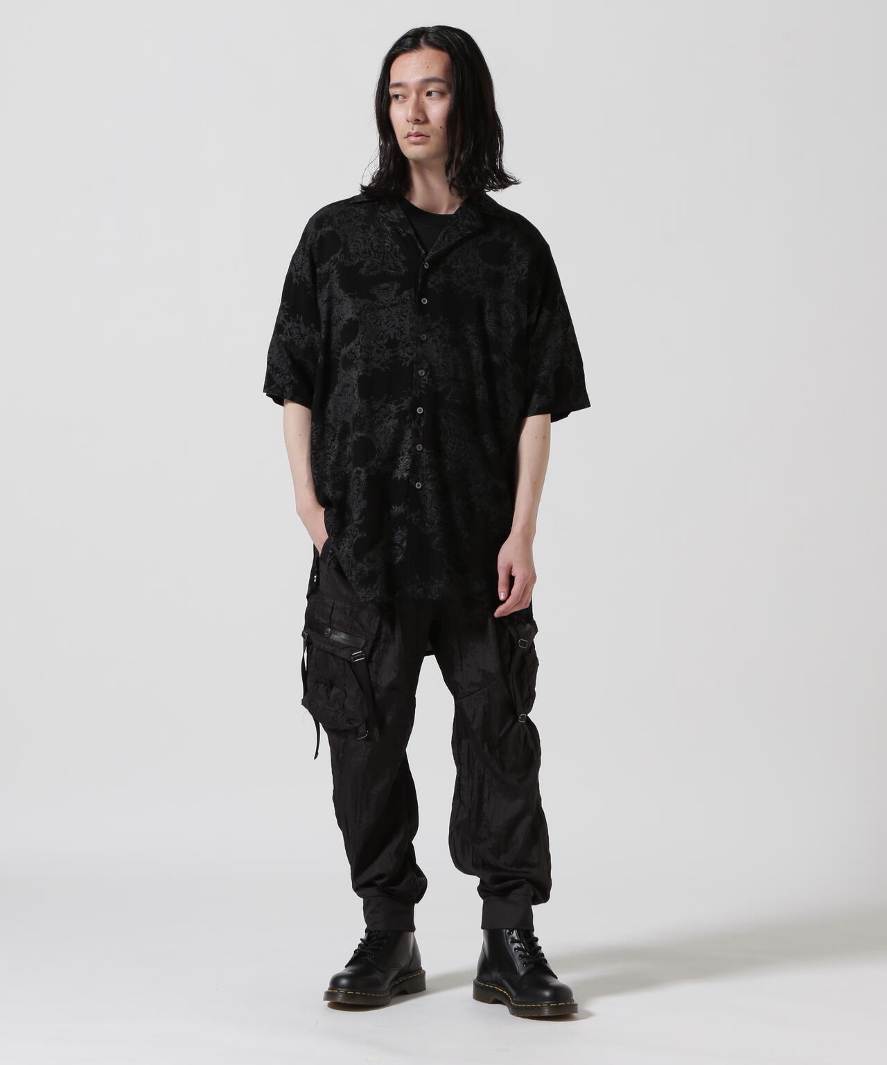 KMRii/ケムリ/Black Metal Parachute Pants 02