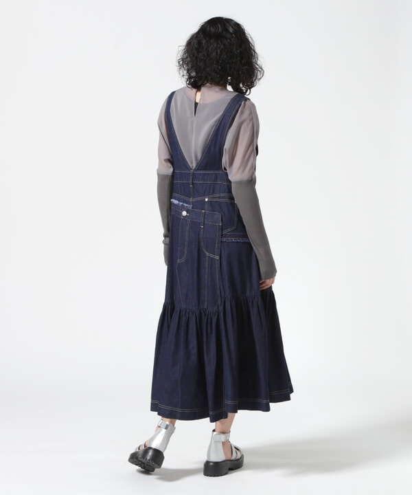 AULA AILA/MANY PARTS ASYMMETRY DENIM JUMPER SKIRT