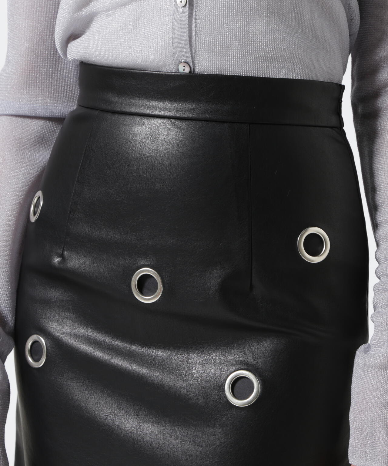 PRANK PROJECT/Eyelet Vegan Leather Skirt