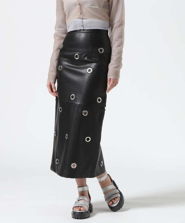 PRANK PROJECT/Eyelet Vegan Leather Skirt
