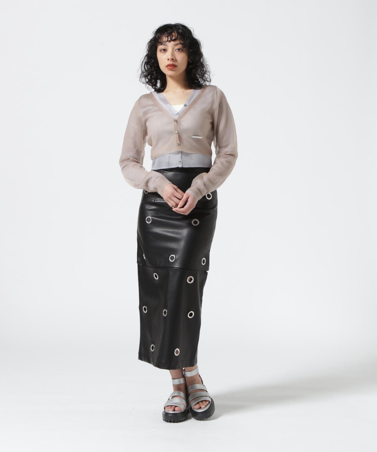 PRANK PROJECT/Eyelet Vegan Leather Skirt