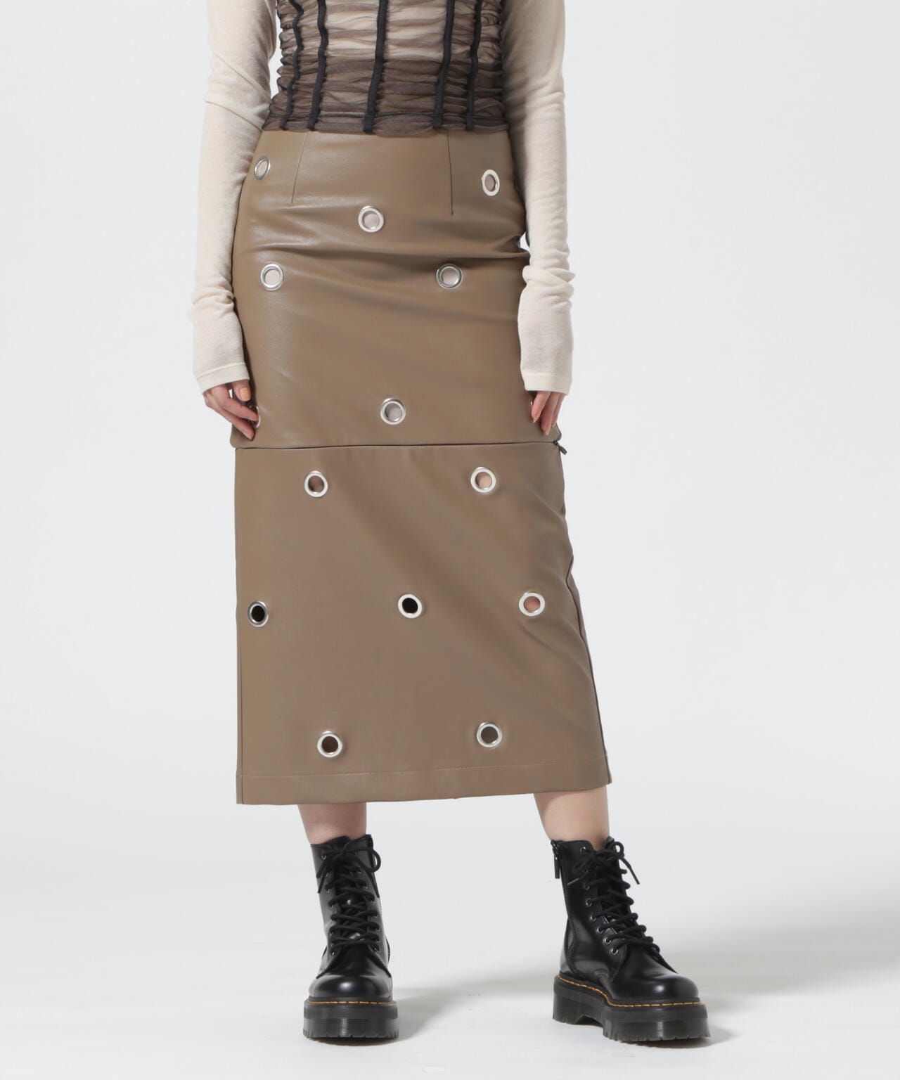 PRANK PROJECT/Eyelet Vegan Leather Skirt