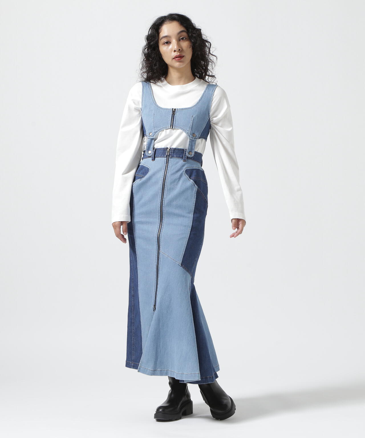 AULA AILA/アウラアイラ/2WAY DENIM JUMPER SKIRT