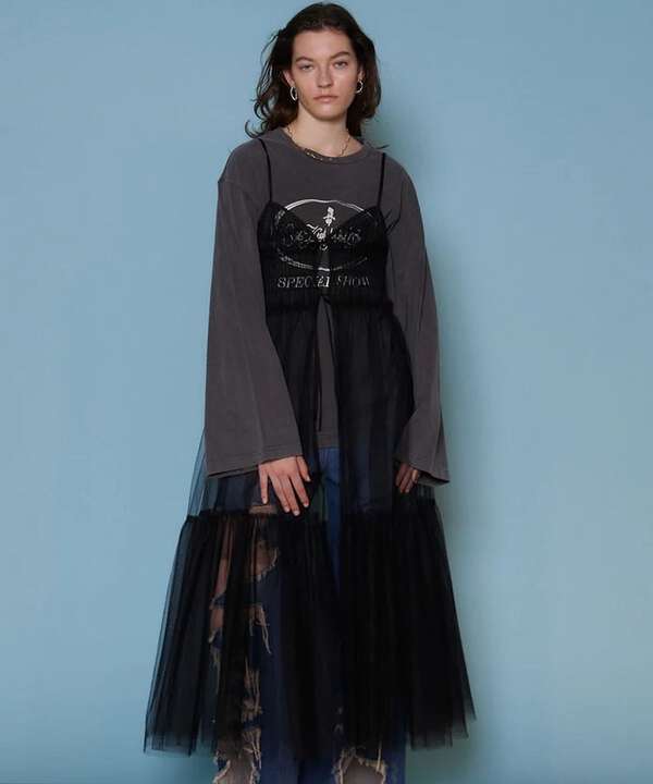 MAISON SPECIAL/メゾンスペシャル/Tulle Shirring Gathered Dress