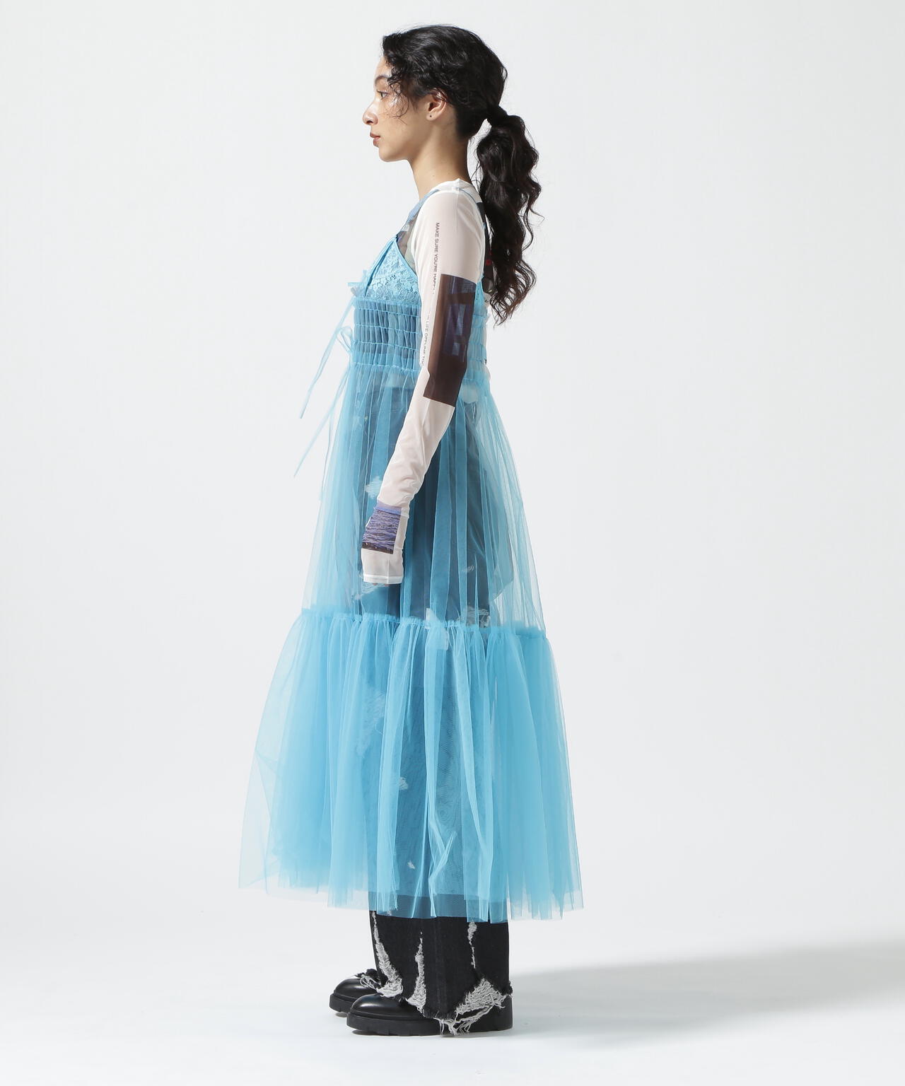 MAISON SPECIAL/メゾンスペシャル/Tulle Shirring Gathered Dress