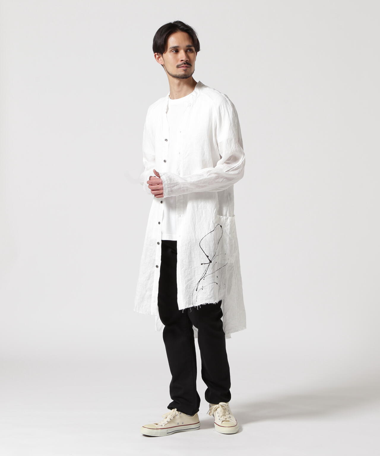 KMRii/ケムリ/Splash Linen Long Shirt