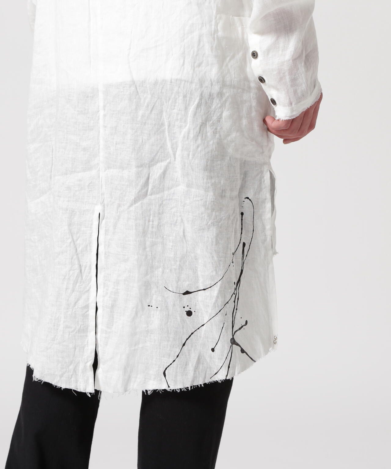 KMRii/ケムリ/Splash Linen Long Shirt