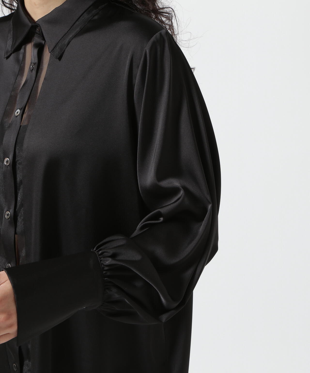 AULA/アウラ/Sheer Trim Silk Touch Shirt