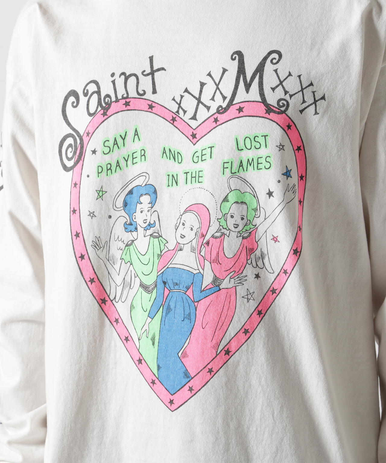 SAINT MICHAEL/セント マイケル/LS TEE/PINK HEART/WHITE | ROYAL 